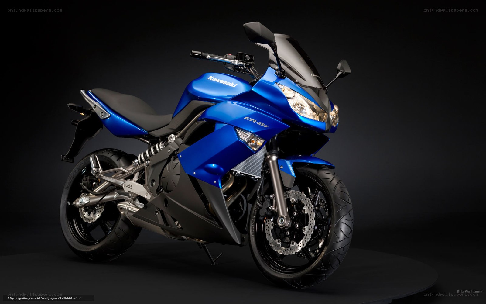 Blue Kawasaki ER-6F motorcycle