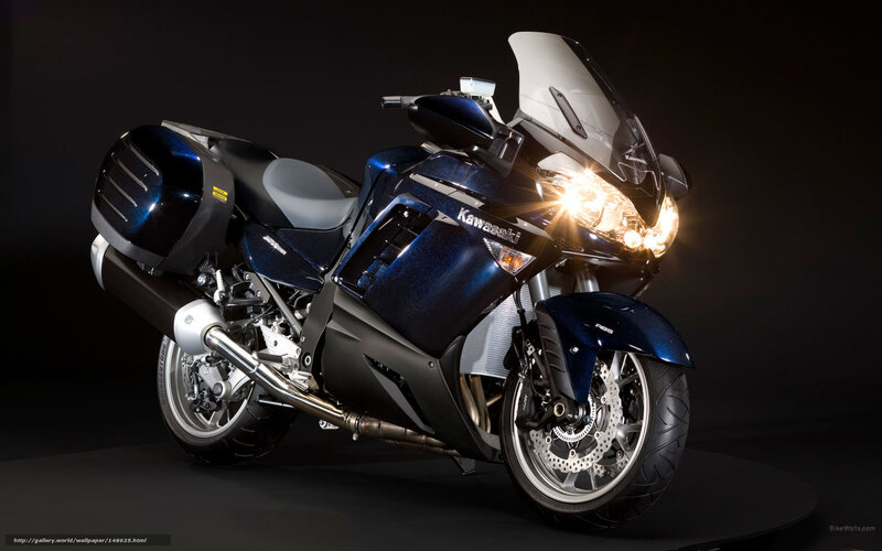 Blue Kawasaki Motorcycle — Dramatic, Photograph, Headlight