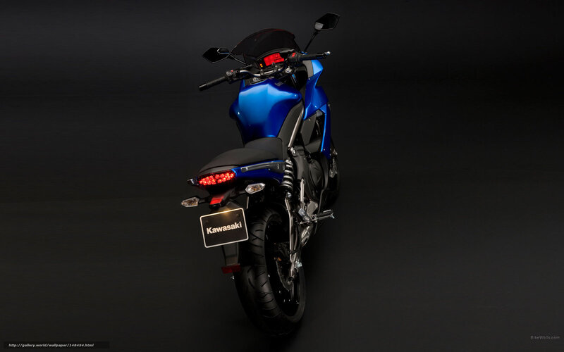 Blue Kawasaki Motorcycle — Dramatic, Photograph