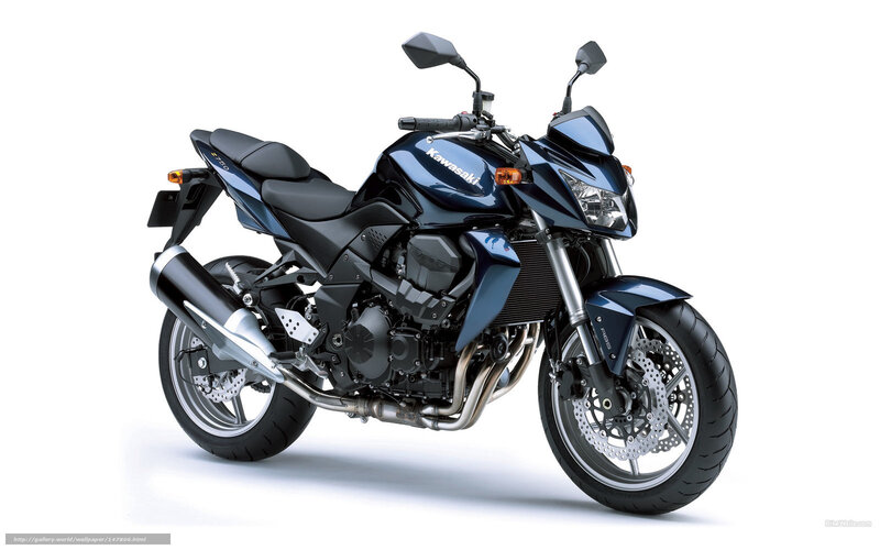 Blue Kawasaki Motorcycle — Neutral, Photograph, Exhaust Pipe, Headlight, Mirror