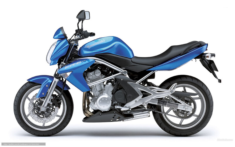 Blue Kawasaki Motorcycle — Neutral, Photograph, Seat, Engine
