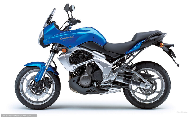 Blue Kawasaki Motorcycle — Neutral, Photograph, Seat, Windshield, Engine