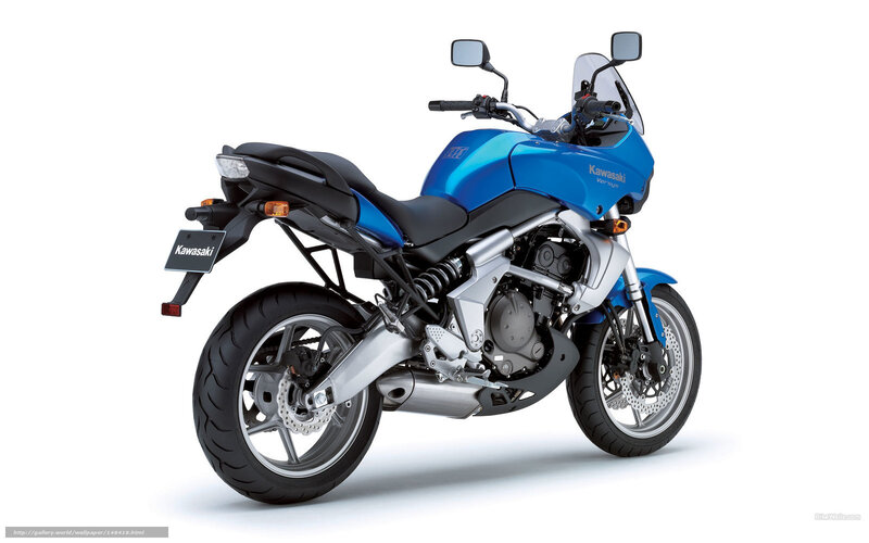 Blue Kawasaki Motorcycle — Neutral, Photograph, Seat, Windshield, Exhaust