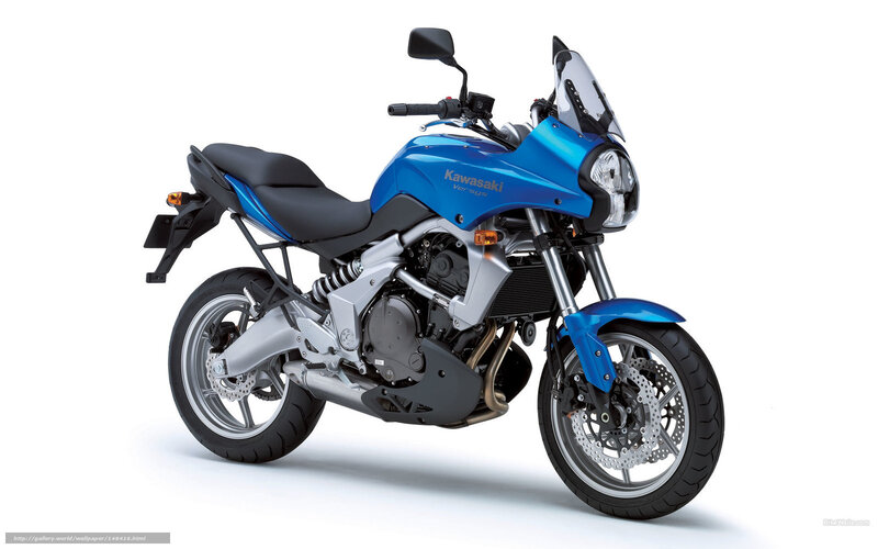 Blue Kawasaki Motorcycle — Neutral, Photograph, Seat, Windshield