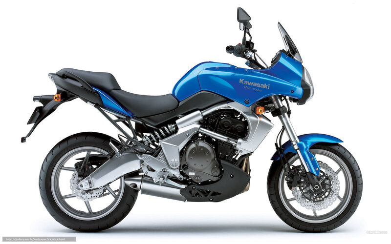 Blue Kawasaki Motorcycle — Neutral, Photograph