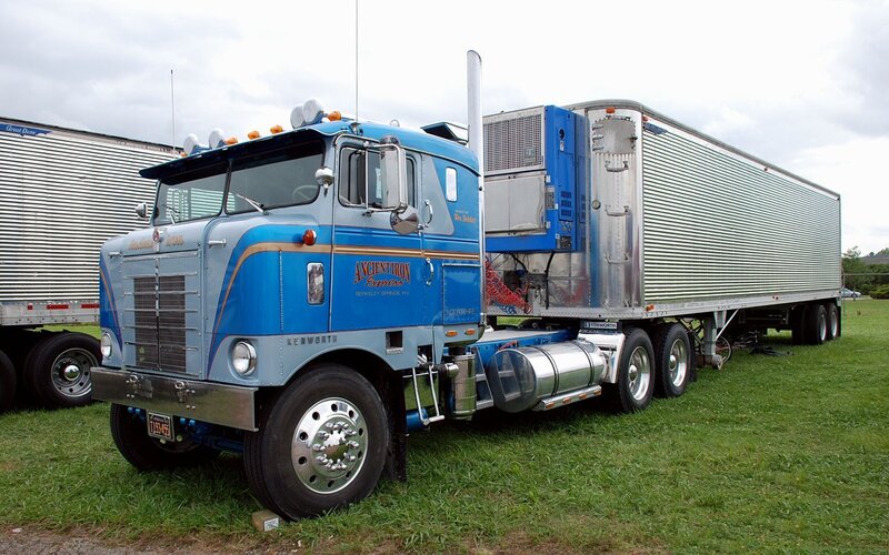 Blue Kenworth semi-truck