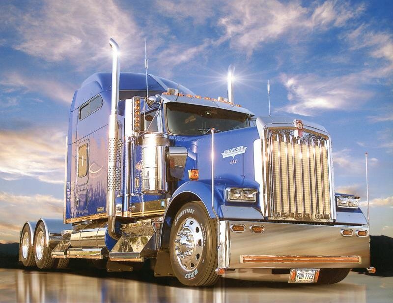 Blue Kenworth semi-truck