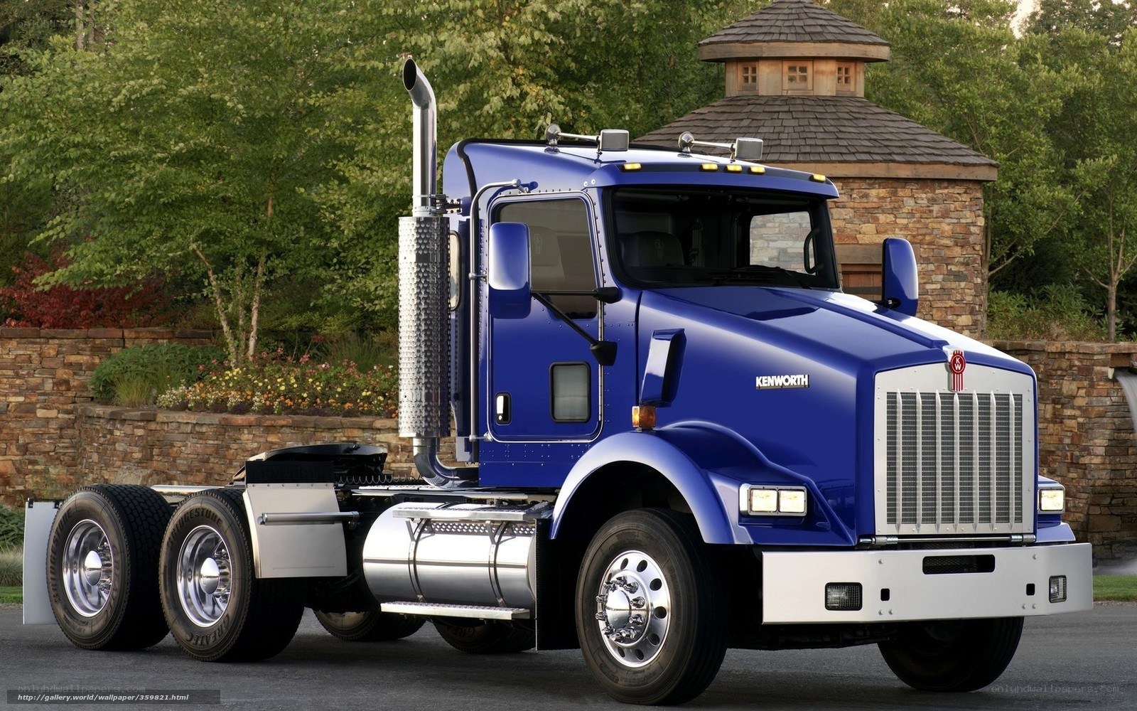 Blue Kenworth semi-truck