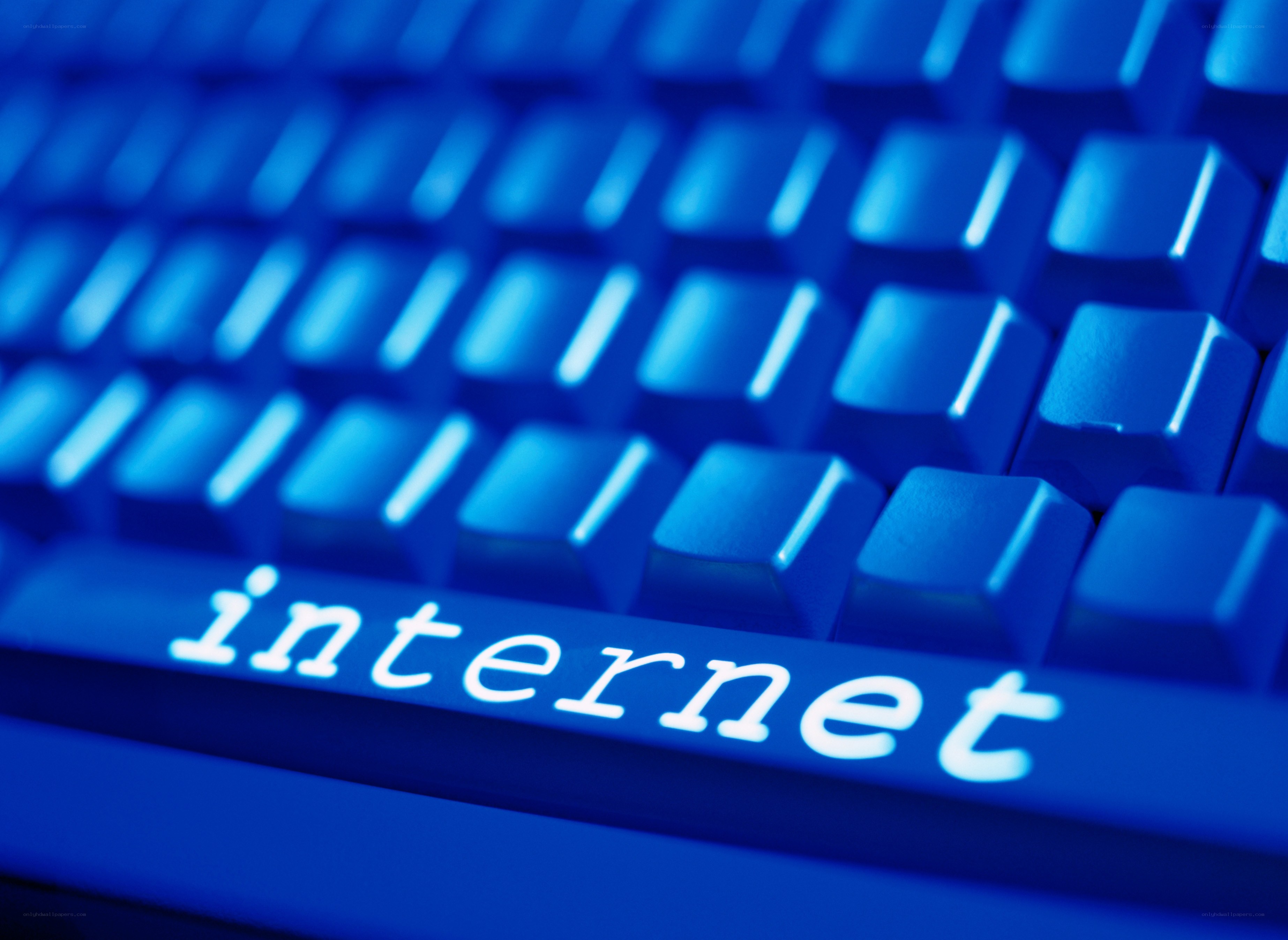 blue keyboard with internet text