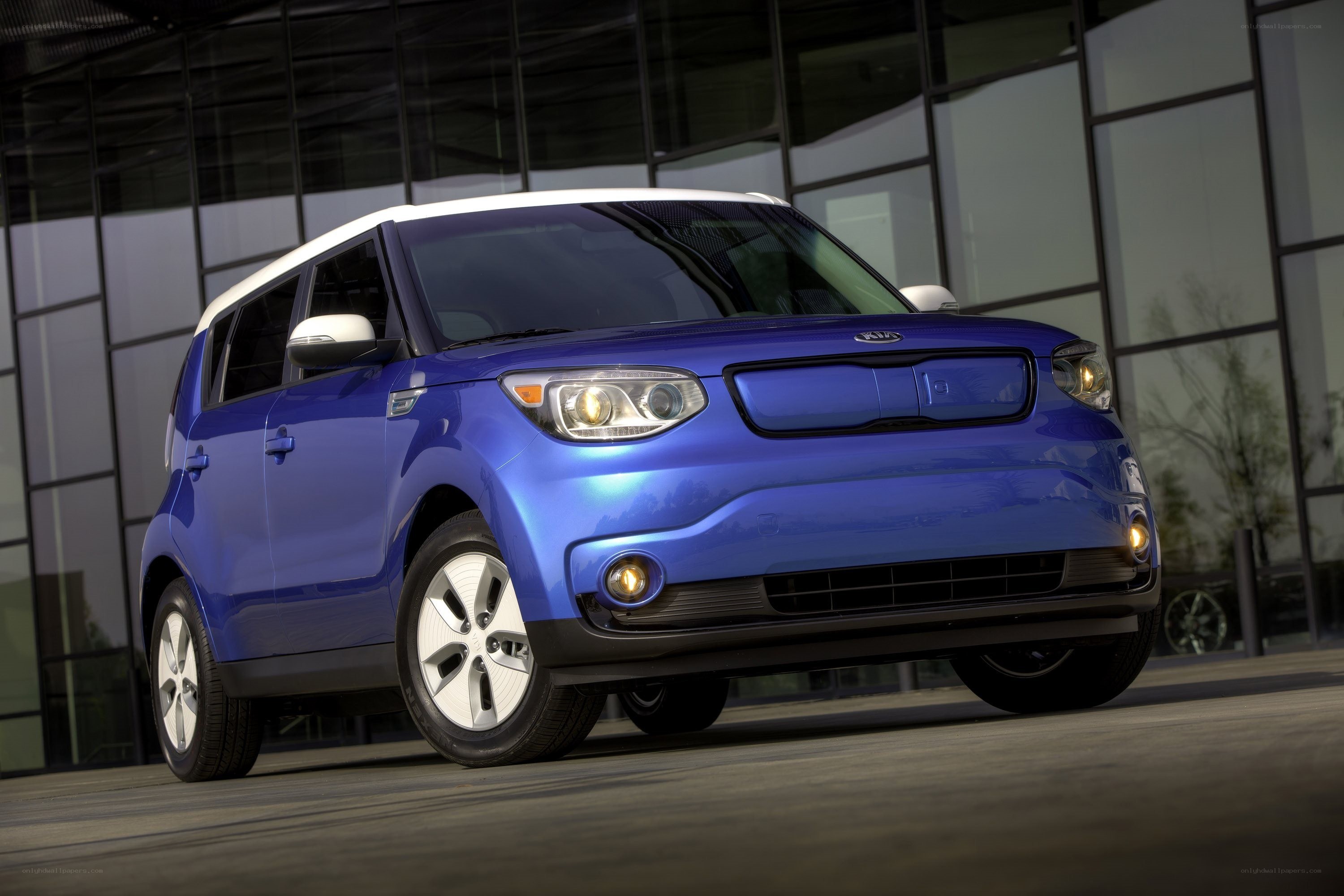 Blue Kia Soul EV car