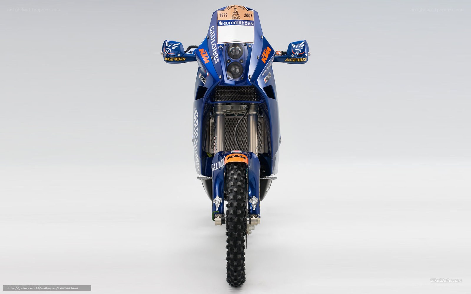blue ktm rally motorcycle