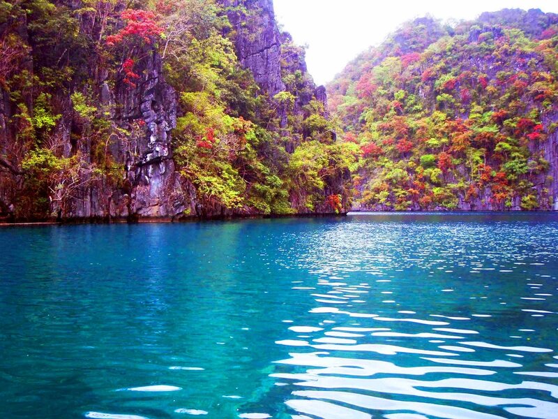 blue lagoon in tropical canyon