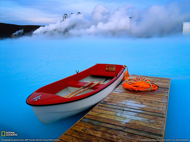Blue Lagoon with boat and dock