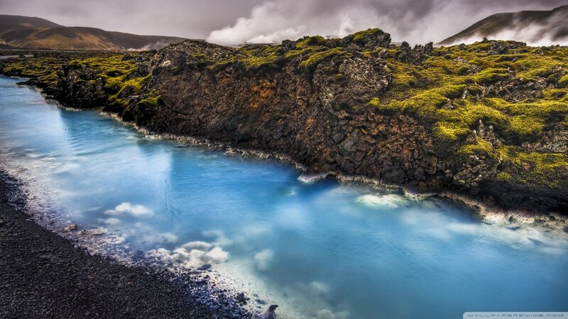Blue Lagoon with Mossy Rocks