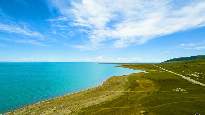 Blue Lake and Green Grassland