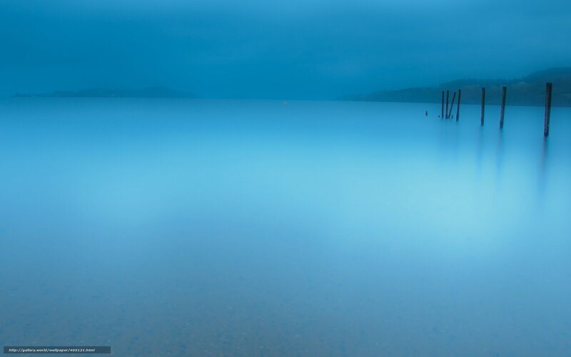 Blue lake at dawn