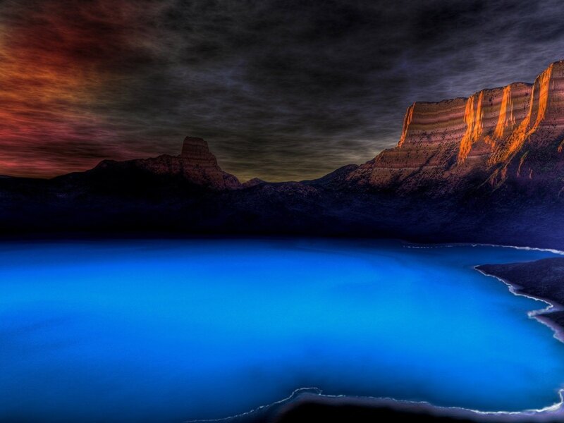 Blue Lake at Dusk — Dramatic