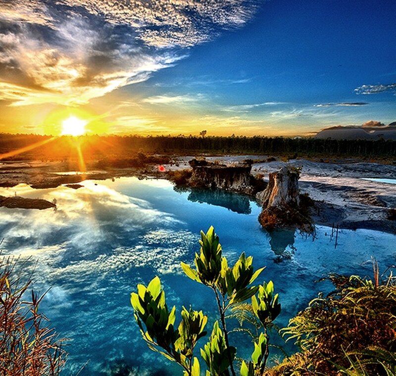 Blue Lake at Sunset — Dramatic, Photograph