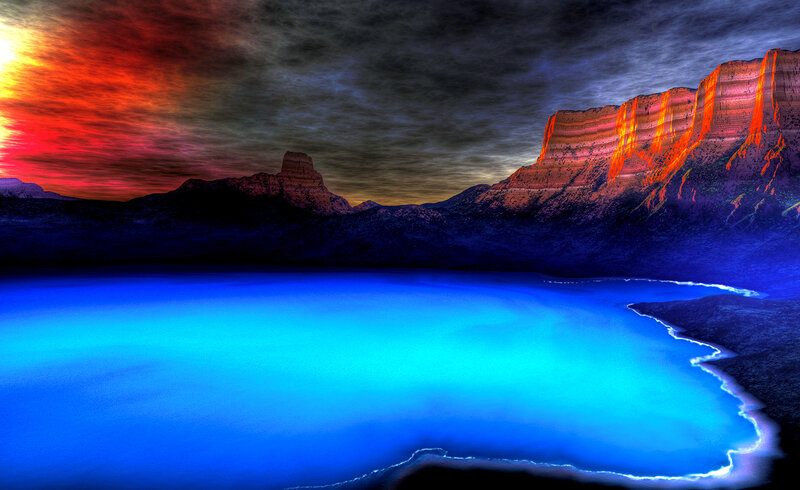 Blue Lake at Sunset — Dramatic