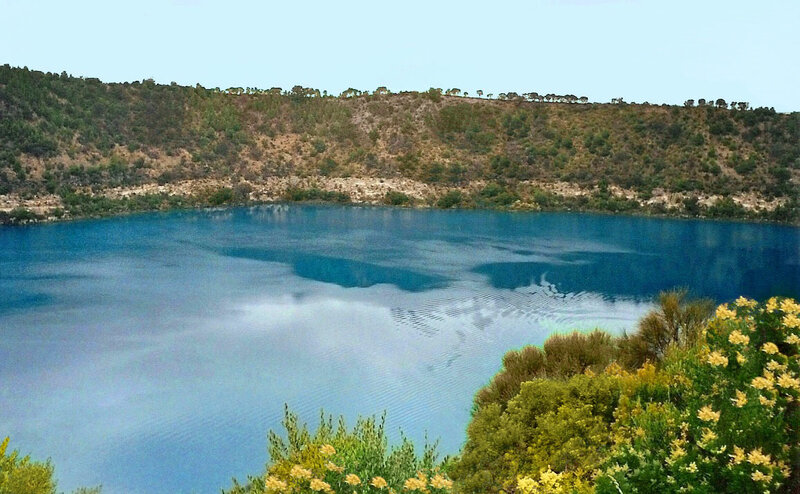 Blue lake in a crater