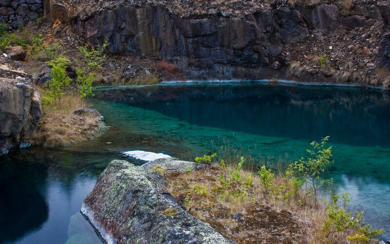 Blue lake in a quarry