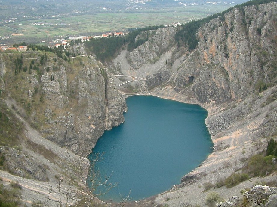 Blue lake in a quarry