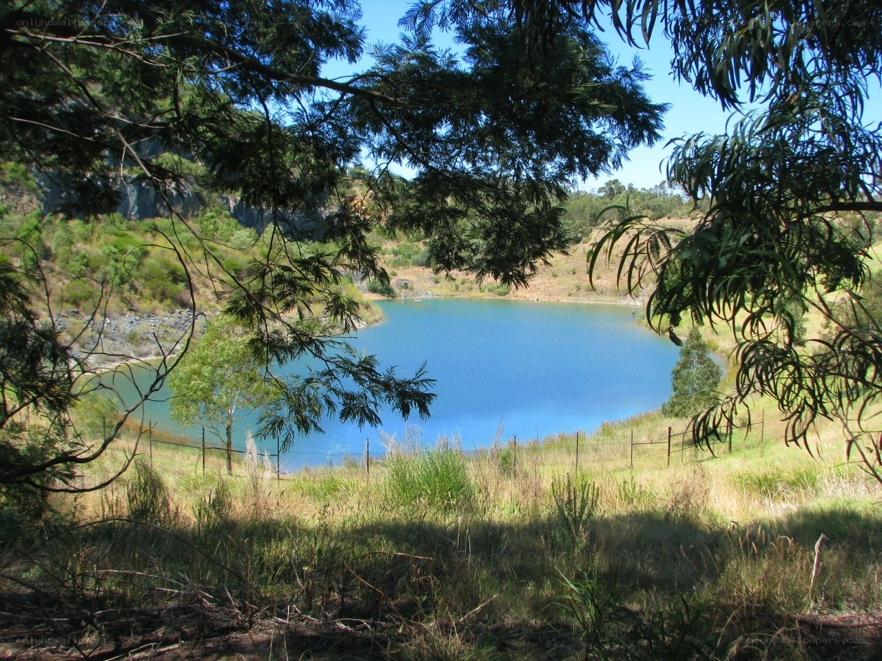 Blue lake in a quarry