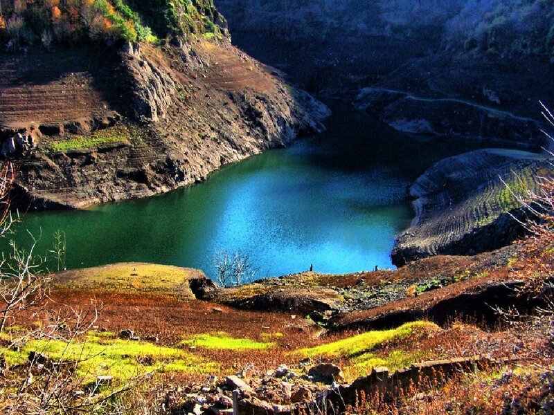 Blue lake in a rocky valley