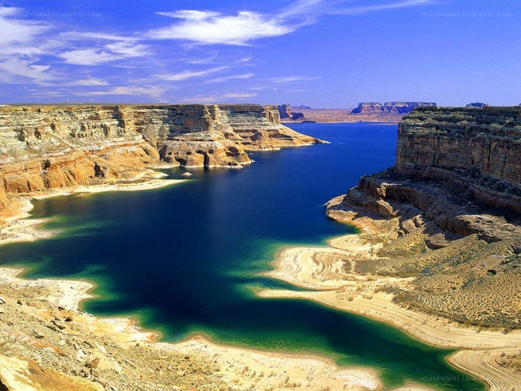 Blue lake in canyon landscape