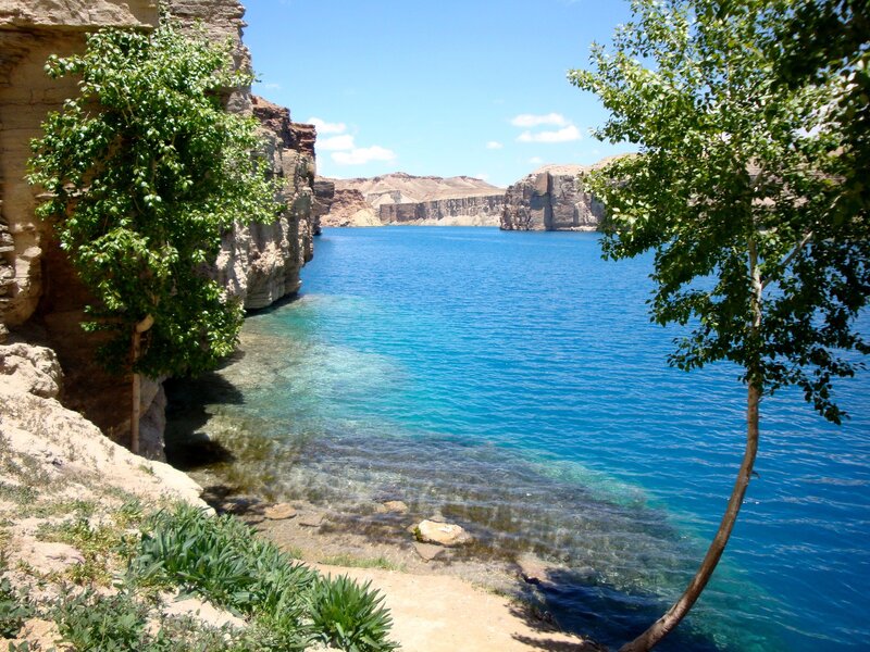 Blue lake in canyon landscape