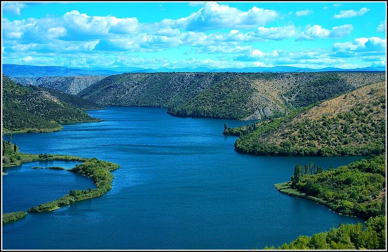 Blue Lake in Canyon — Serene, Afternoon, Photograph, Hills