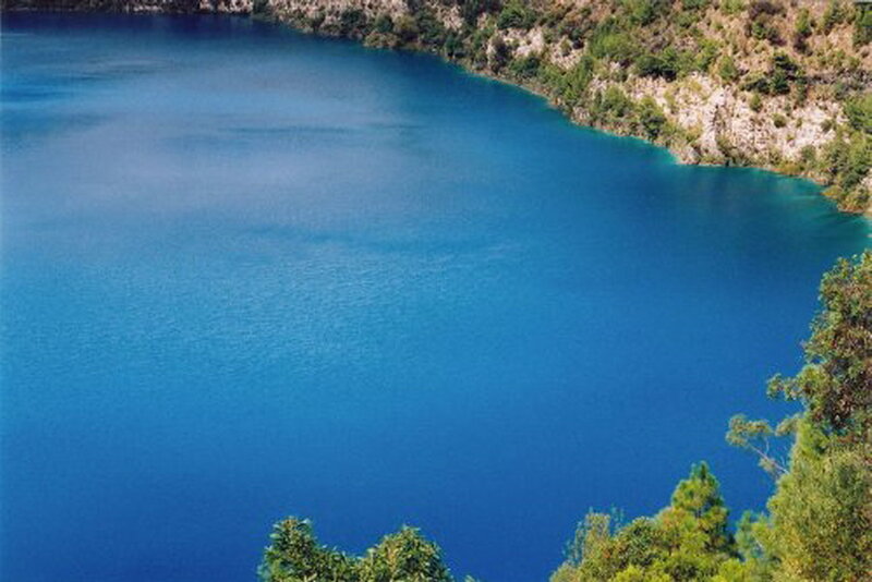 Blue Lake in Canyon — Serene, Afternoon, Photograph, Trees