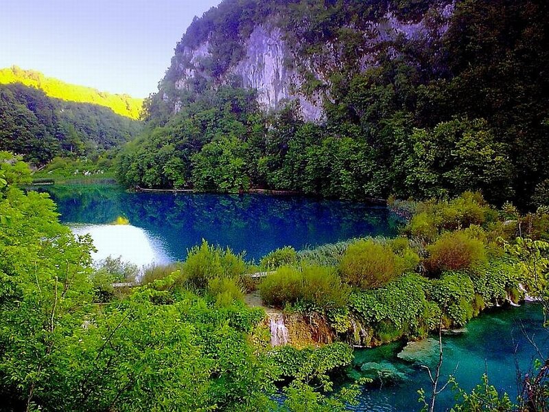 Blue Lake in Forest — Green, Serene, Afternoon