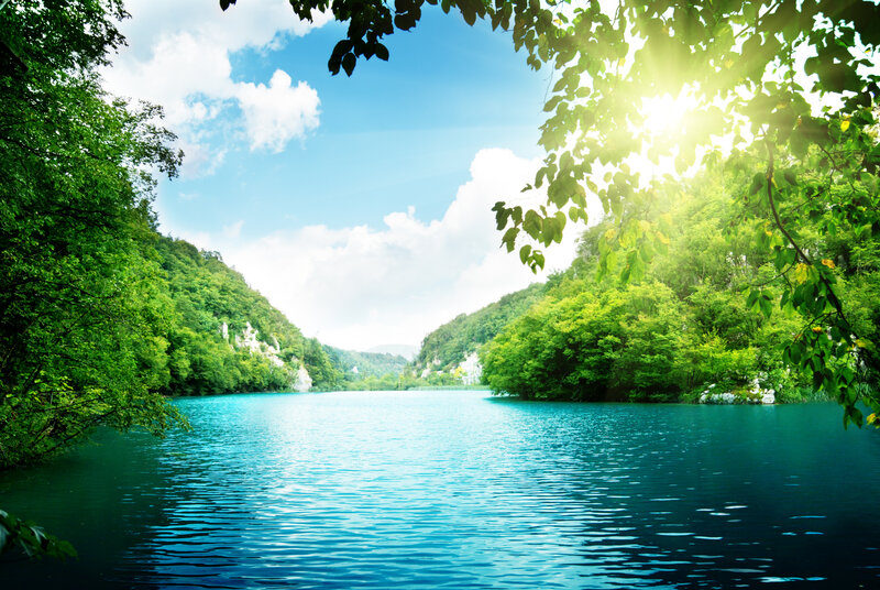 Blue Lake in Forest — Serene, Afternoon