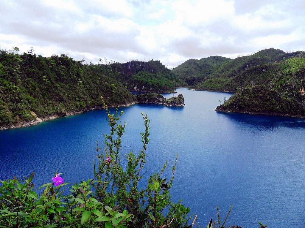 blue lake in green mountains