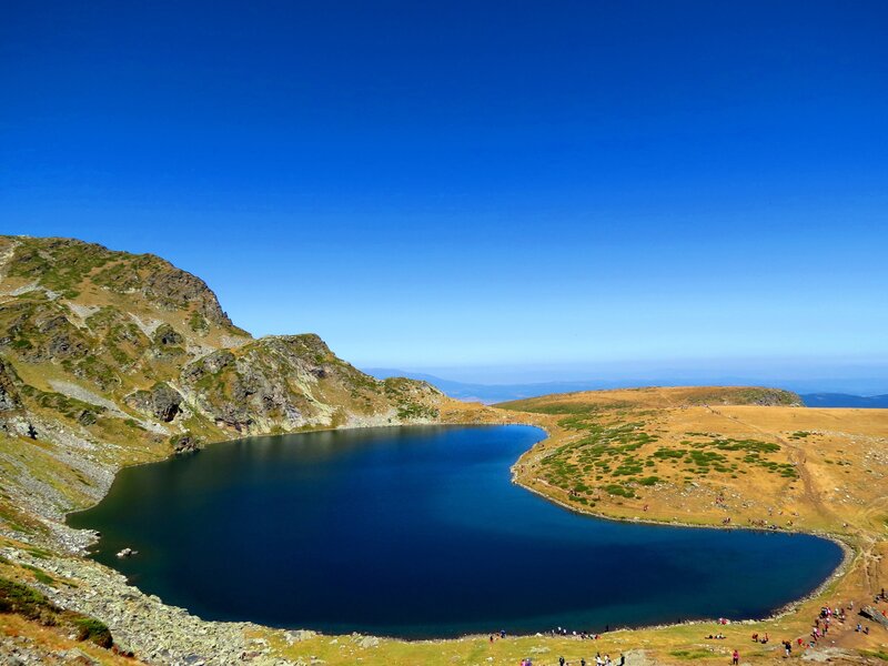 Blue lake in mountain landscape