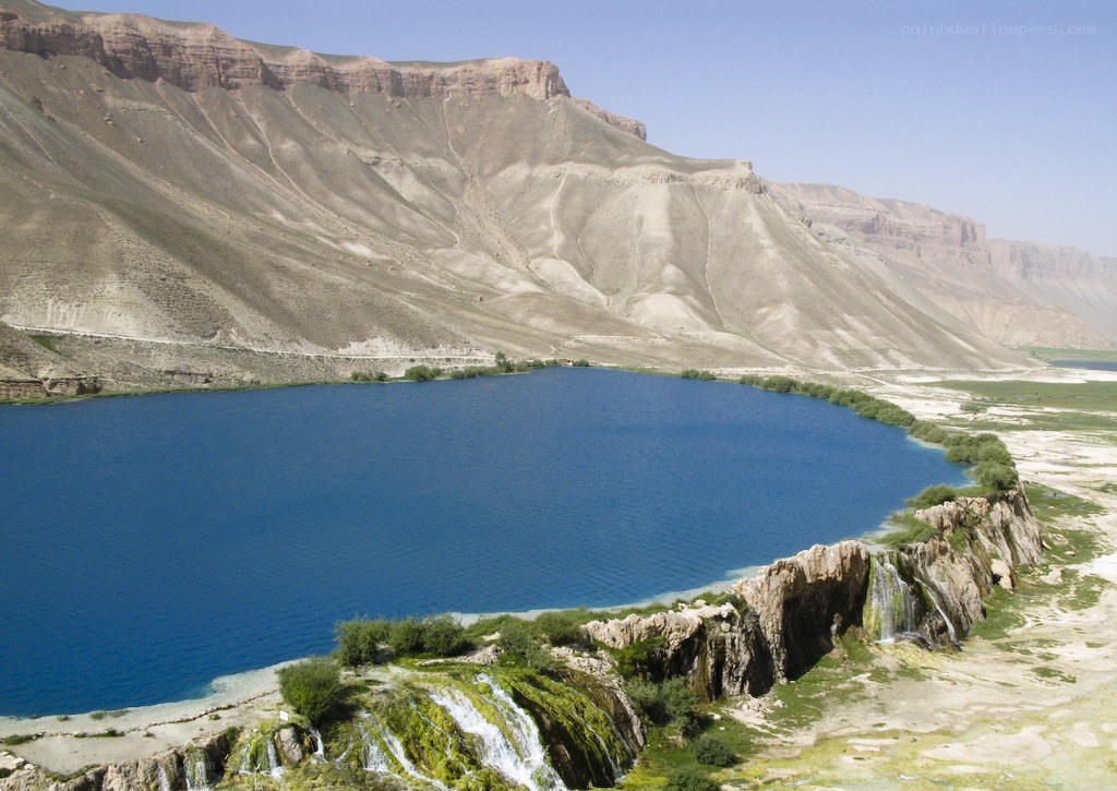 Blue lake in mountain valley