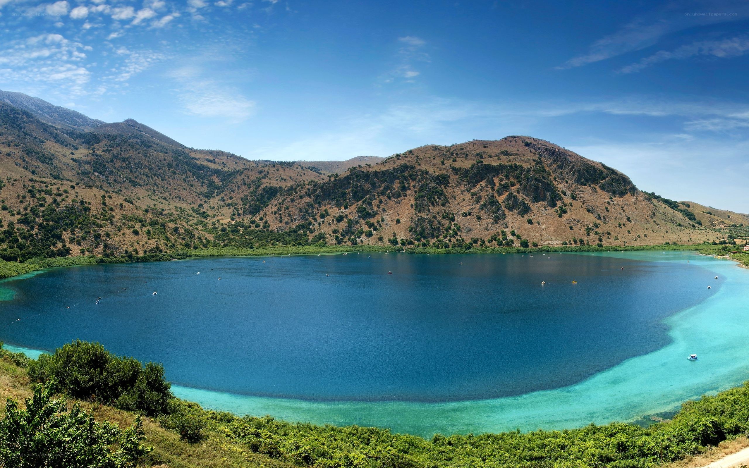 Blue lake in mountain valley