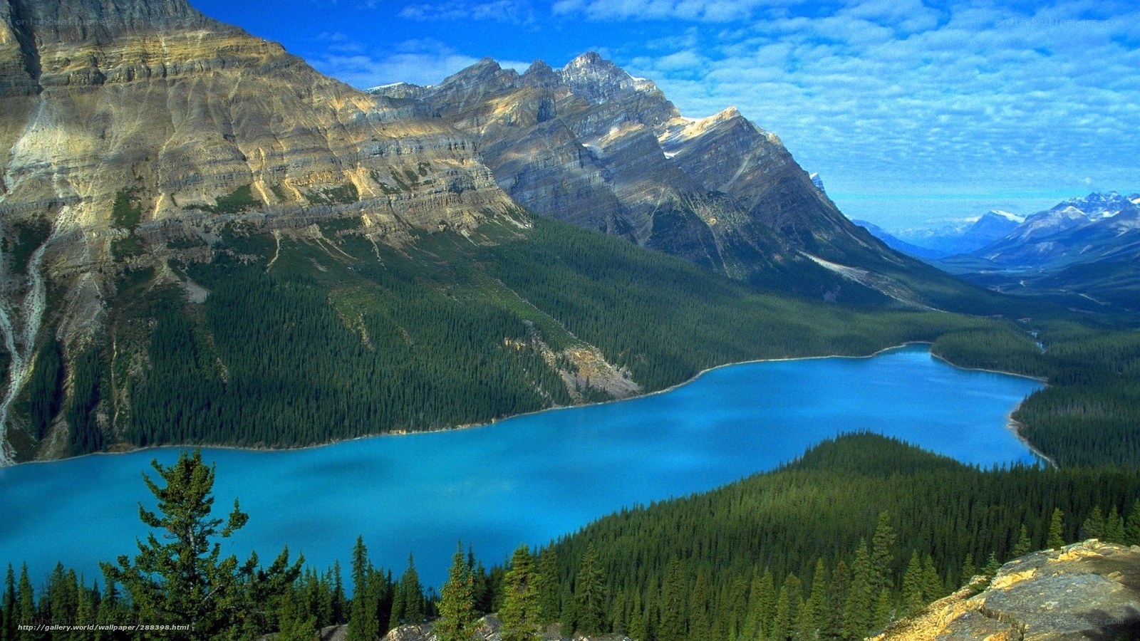 Blue lake in mountain valley