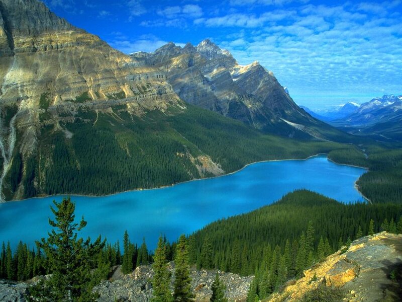 Blue Lake in Mountains — Serene, Afternoon, Photograph, Forest, Sky