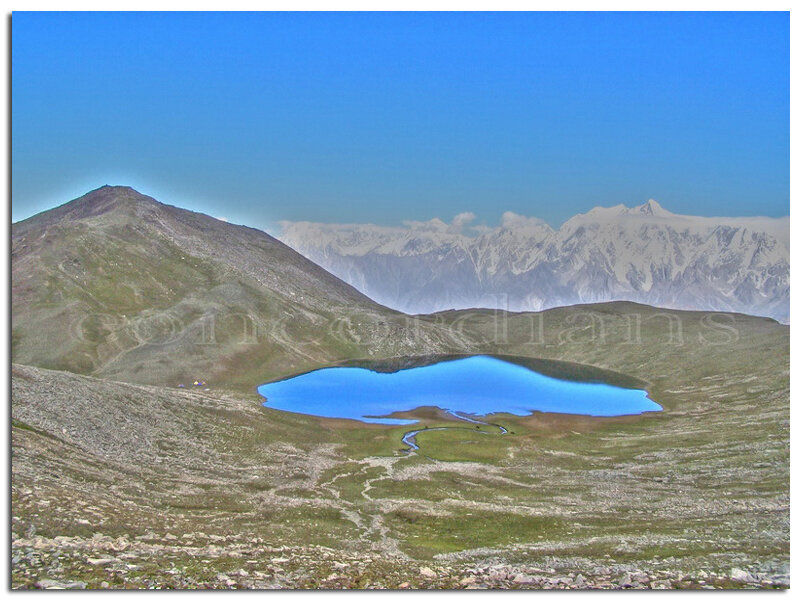 Blue Lake in Mountains — Serene, Afternoon, Photograph, Sky, Green