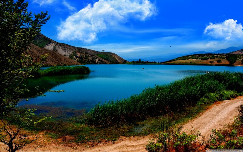 Blue Lake in Valley — Serene, Afternoon, Photograph, Mountains