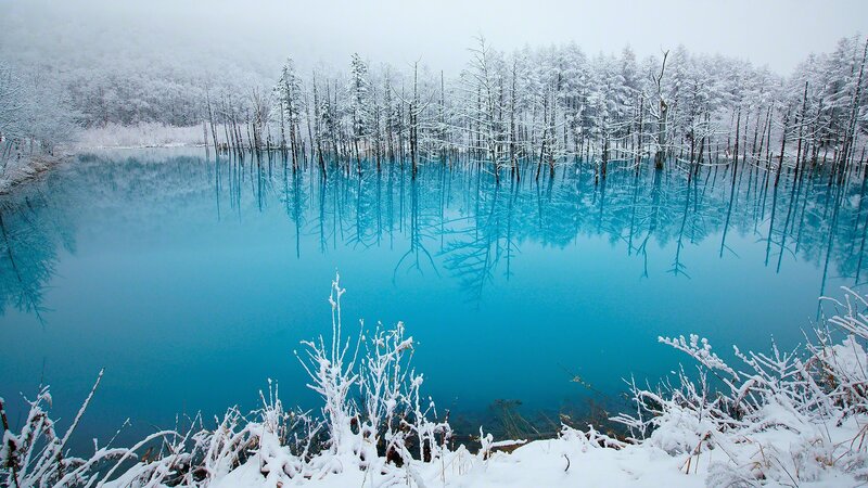 Blue Lake in Winter — Serene, Photograph