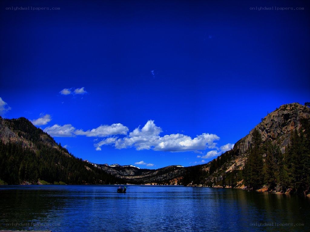 Blue lake with mountains