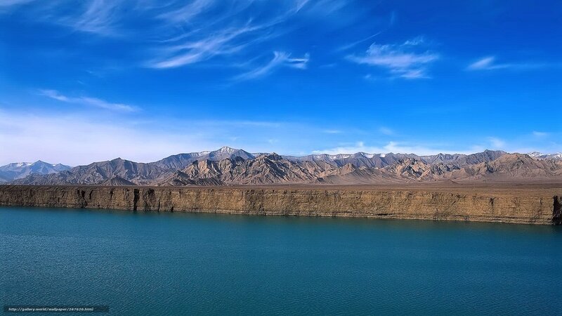 Blue lake with mountains