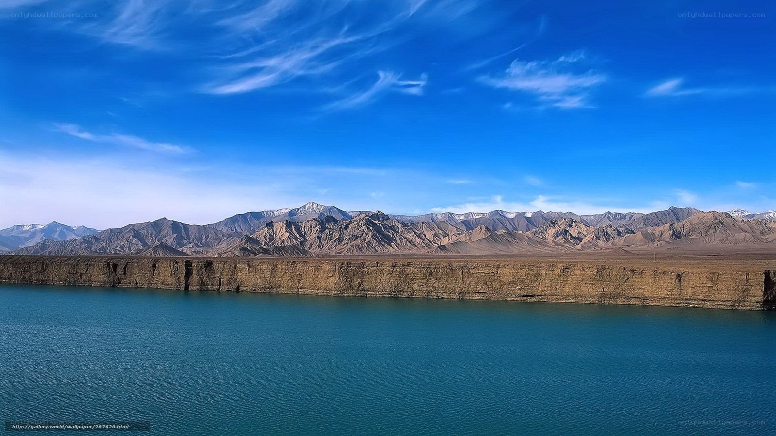 Blue lake with mountains
