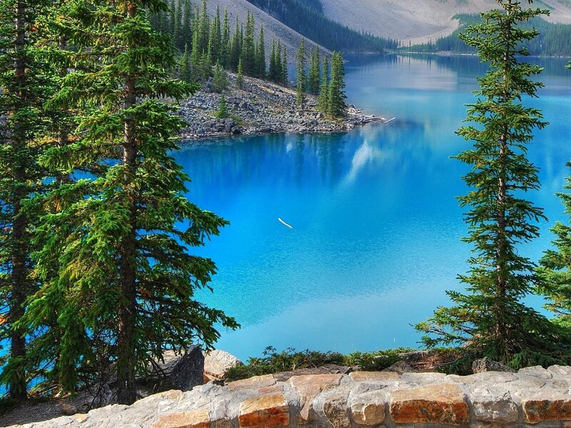 Blue Lake with Pine Trees