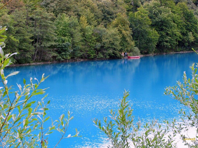 Blue Lake with Trees — Serene