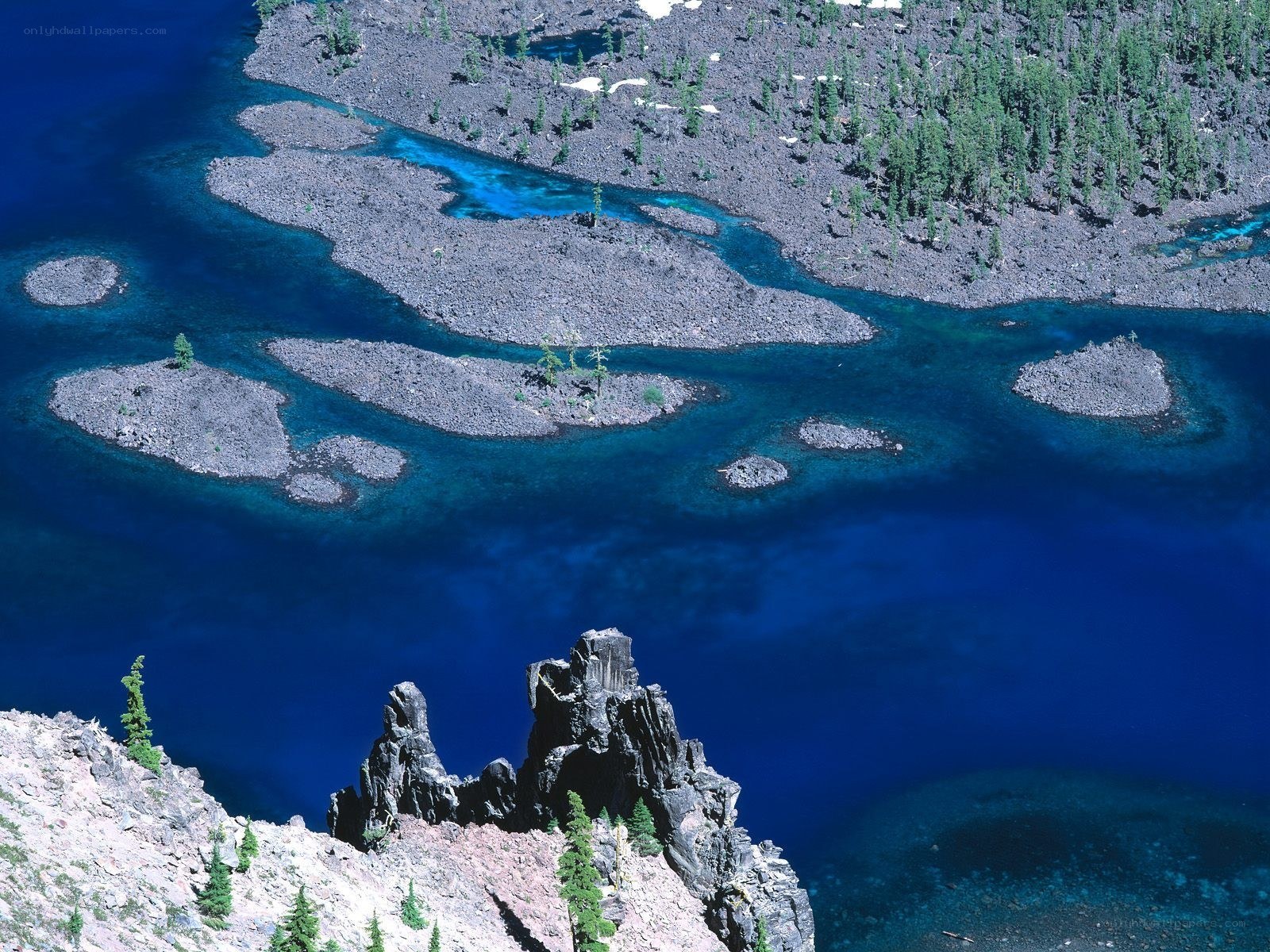 Blue Lake with Volcanic Islands