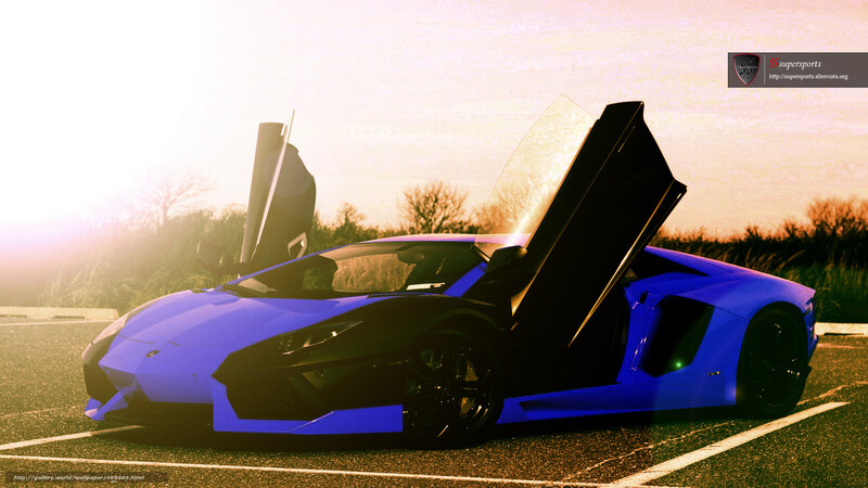 blue lamborghini at sunset